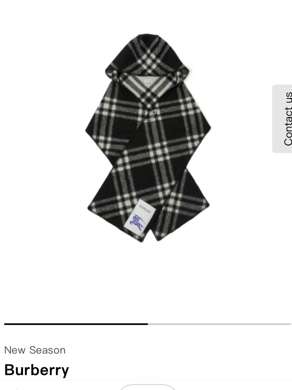 Authentic Burberry Black and White Plaid Hooded Scarf